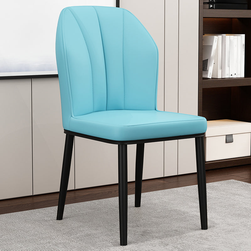 Silla de comedor de cuero para cocina moderna, silla Parsons de 36"H con patas de metal