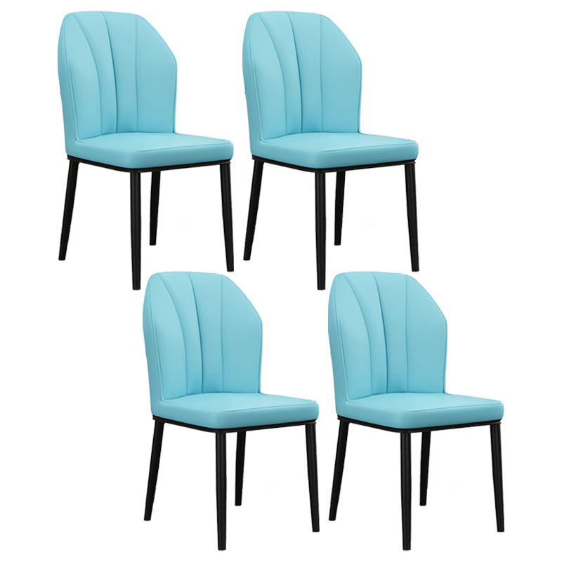 Silla de comedor de cuero para cocina moderna, silla Parsons de 36"H con patas de metal