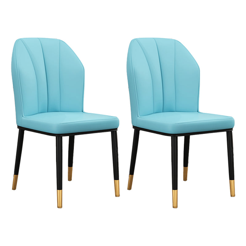 Silla de comedor de cuero para cocina moderna, silla Parsons de 36"H con patas de metal