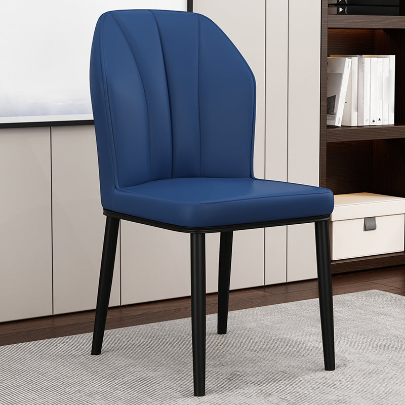 Silla de comedor de cuero para cocina moderna, silla Parsons de 36"H con patas de metal