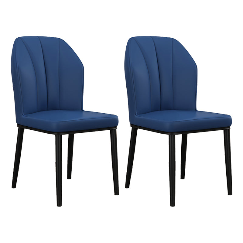 Silla de comedor de cuero para cocina moderna, silla Parsons de 36"H con patas de metal