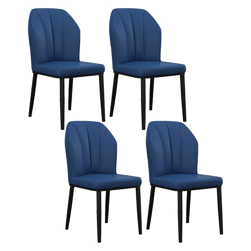 Silla de comedor de cuero para cocina moderna, silla Parsons de 36"H con patas de metal