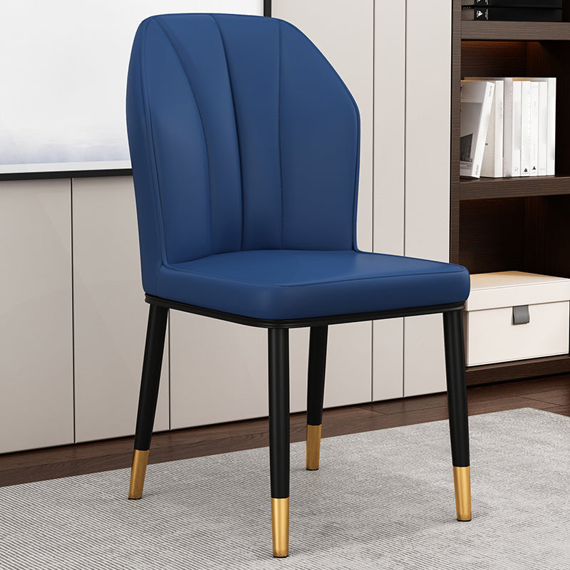 Silla de comedor de cuero para cocina moderna, silla Parsons de 36"H con patas de metal
