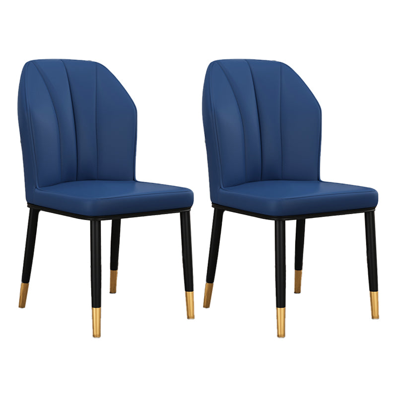 Silla de comedor de cuero para cocina moderna, silla Parsons de 36"H con patas de metal