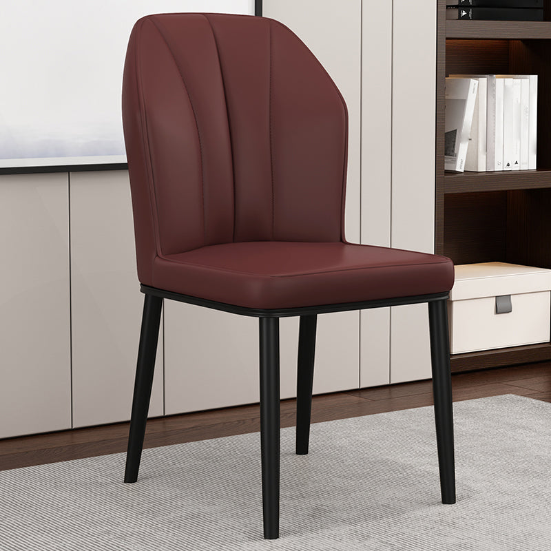 Silla de comedor de cuero para cocina moderna, silla Parsons de 36"H con patas de metal