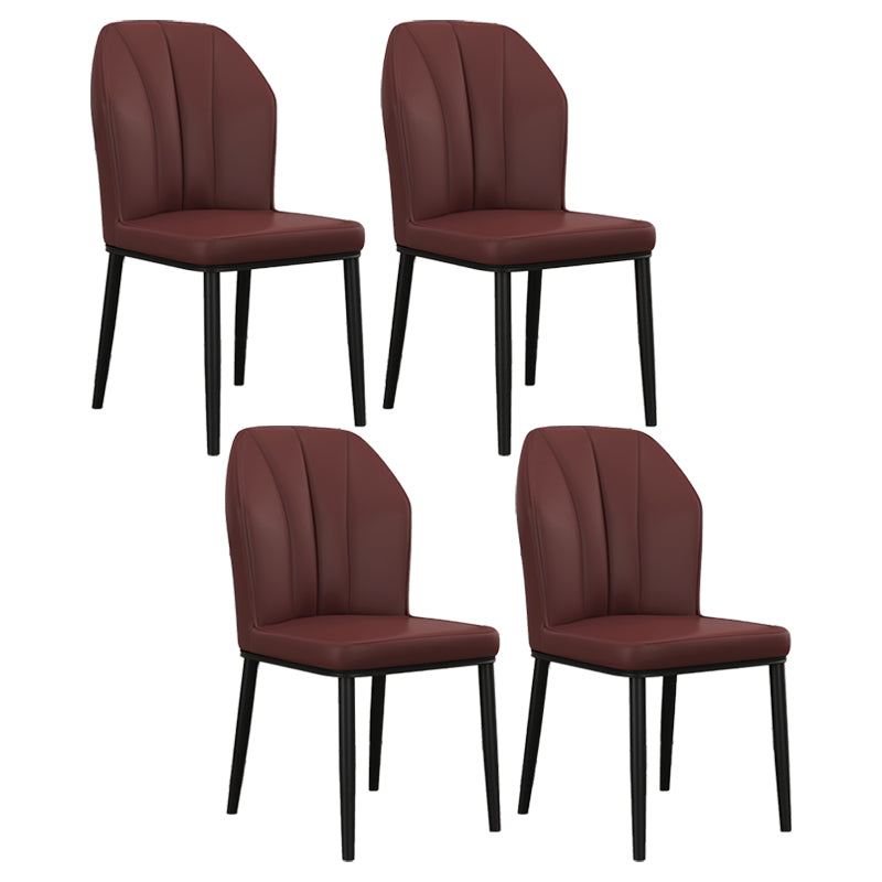 Silla de comedor de cuero para cocina moderna, silla Parsons de 36"H con patas de metal