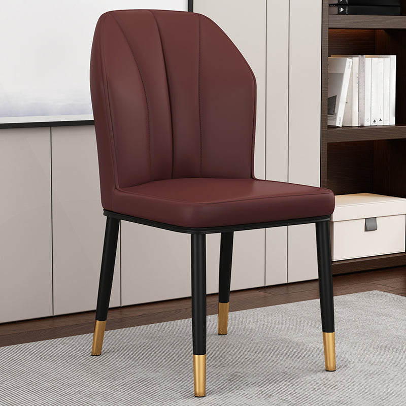 Silla de comedor de cuero para cocina moderna, silla Parsons de 36"H con patas de metal