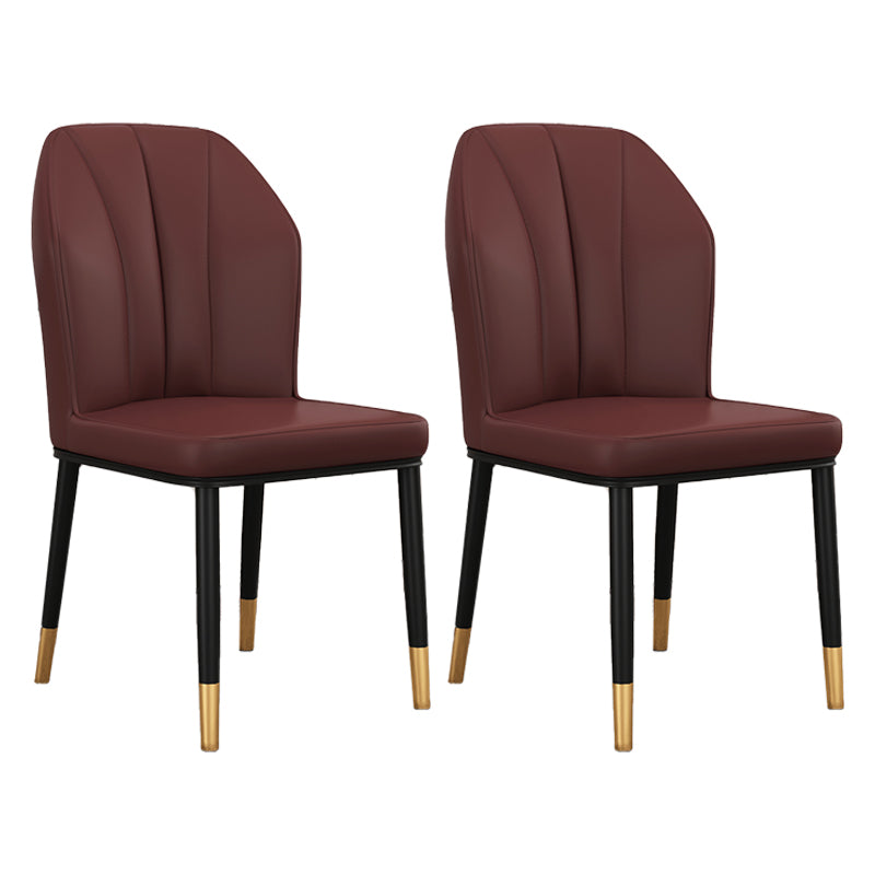 Silla de comedor de cuero para cocina moderna, silla Parsons de 36"H con patas de metal