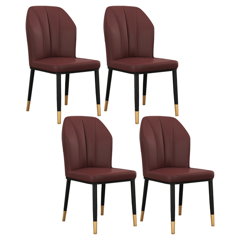 Silla de comedor de cuero para cocina moderna, silla Parsons de 36"H con patas de metal