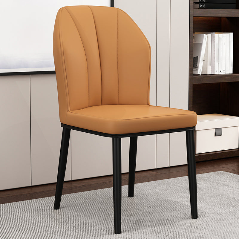 Chaise de salle à manger en cuir de cuisine moderne Chaise Parsons de 36 po de hauteur avec pieds en métal