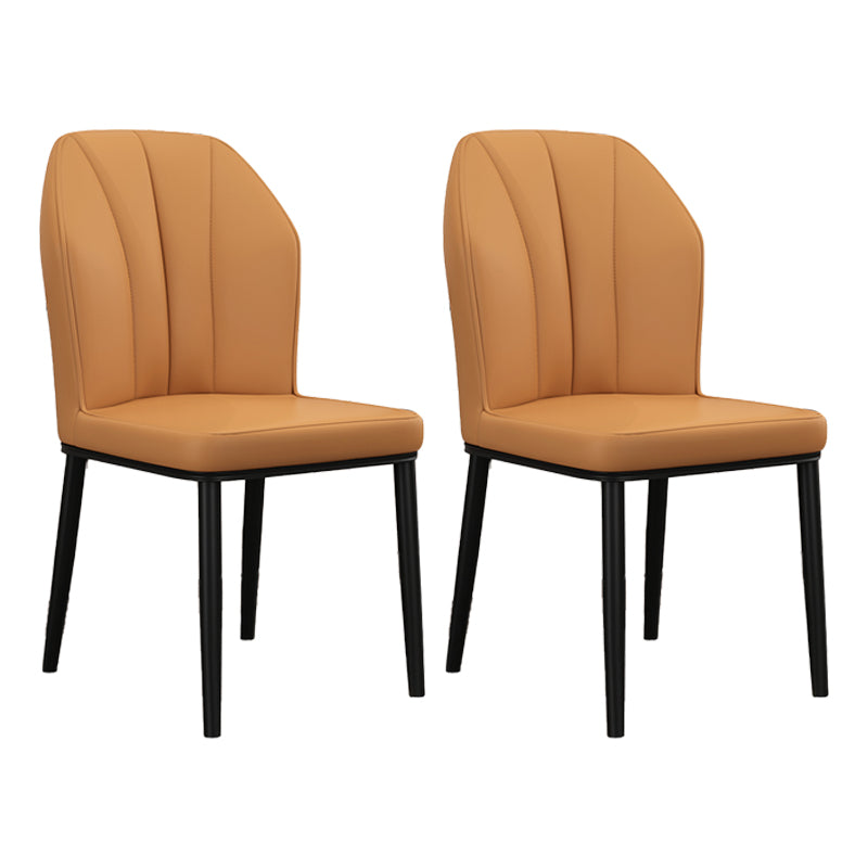Silla de comedor de cuero para cocina moderna, silla Parsons de 36"H con patas de metal