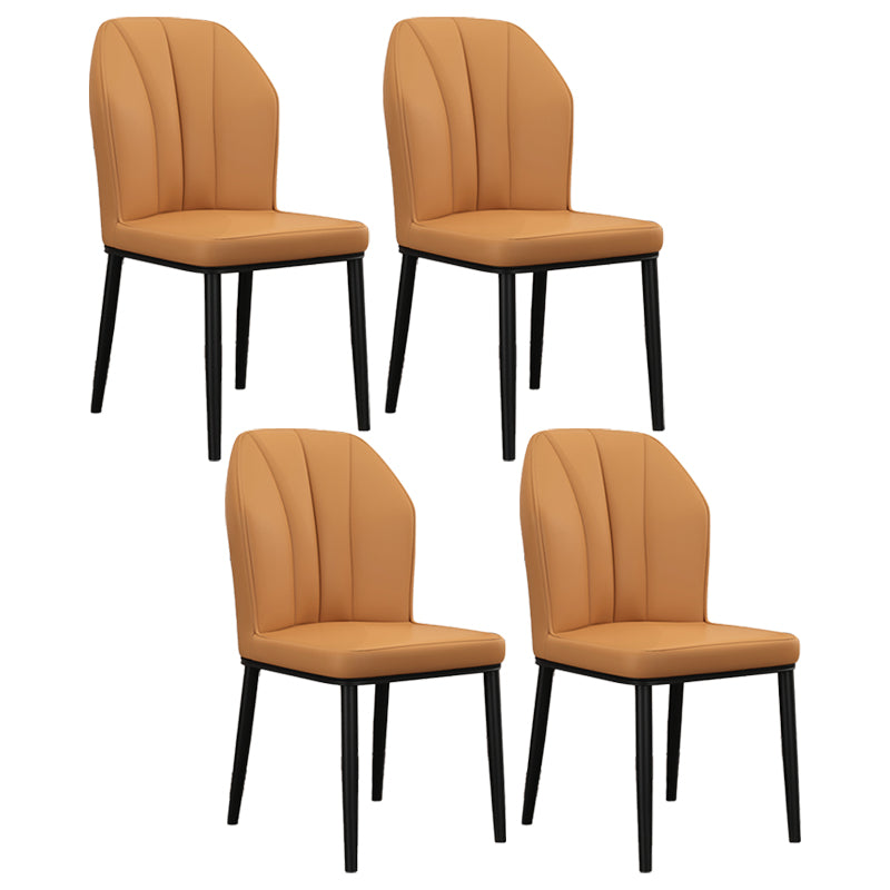 Silla de comedor de cuero para cocina moderna, silla Parsons de 36"H con patas de metal