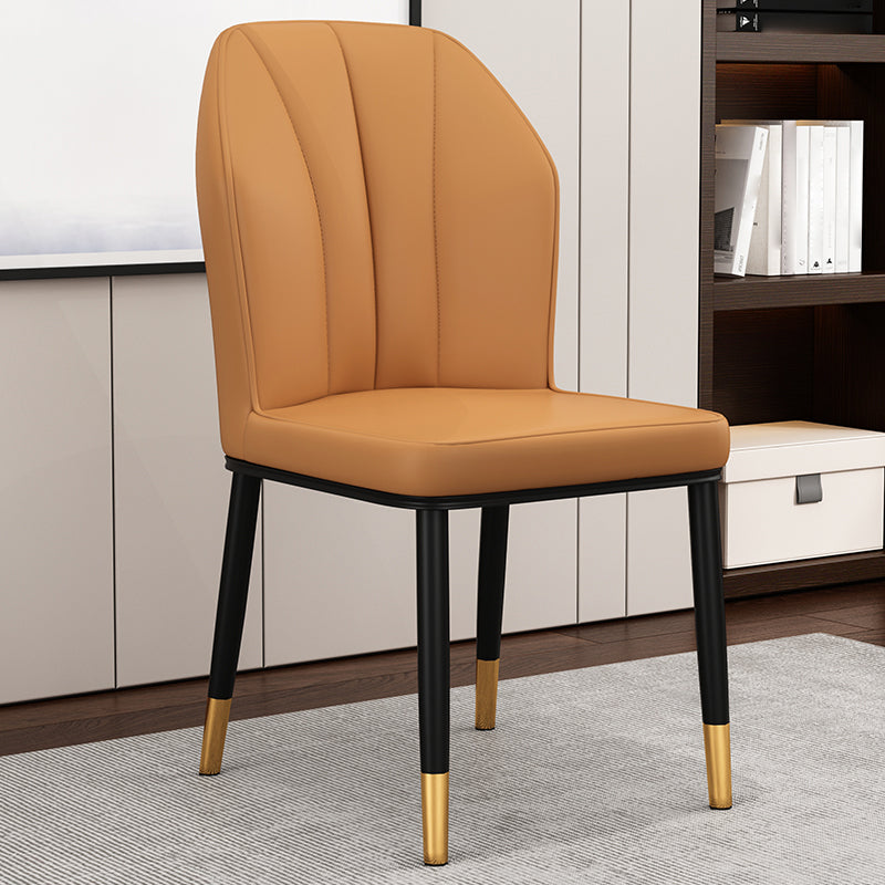 Silla de comedor de cuero para cocina moderna, silla Parsons de 36"H con patas de metal