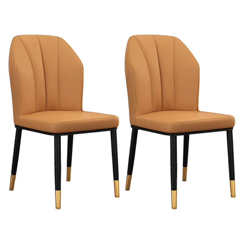 Silla de comedor de cuero para cocina moderna, silla Parsons de 36"H con patas de metal