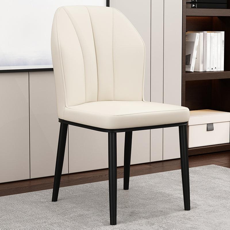 Chaise de salle à manger en cuir de cuisine moderne Chaise Parsons de 36 po de hauteur avec pieds en métal