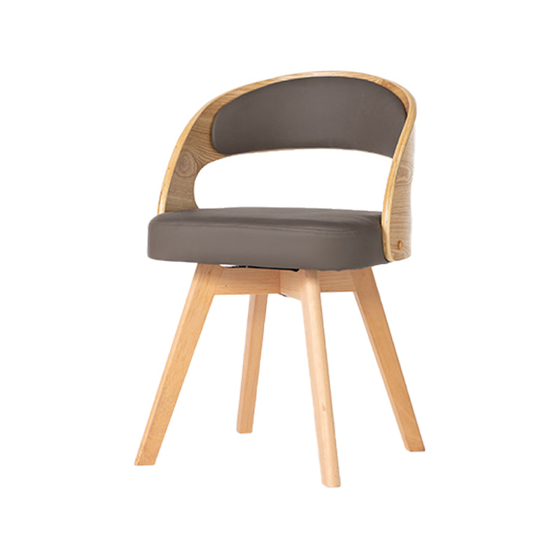 Silla de comedor moderna de madera con cojín de color, respaldo abierto, silla lateral para el hogar