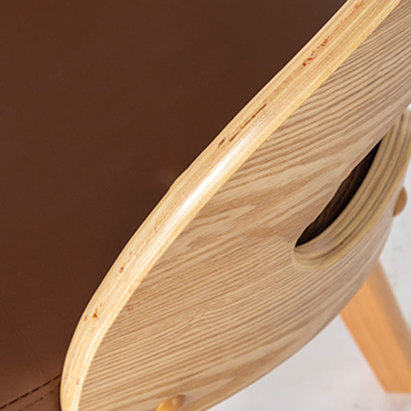 Silla de comedor moderna de madera con cojín de color, respaldo abierto, silla lateral para el hogar