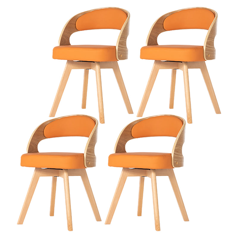 Silla de comedor moderna de madera con cojín de color, respaldo abierto, silla lateral para el hogar