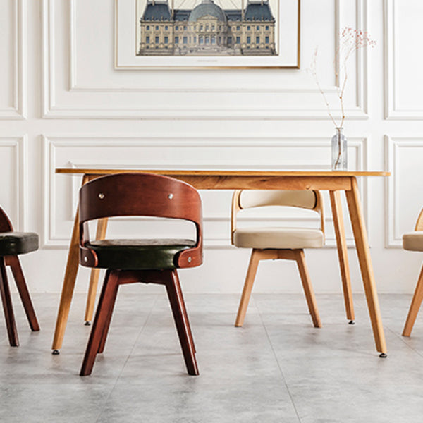 Silla de comedor moderna de madera con cojín de color, respaldo abierto, silla lateral para el hogar
