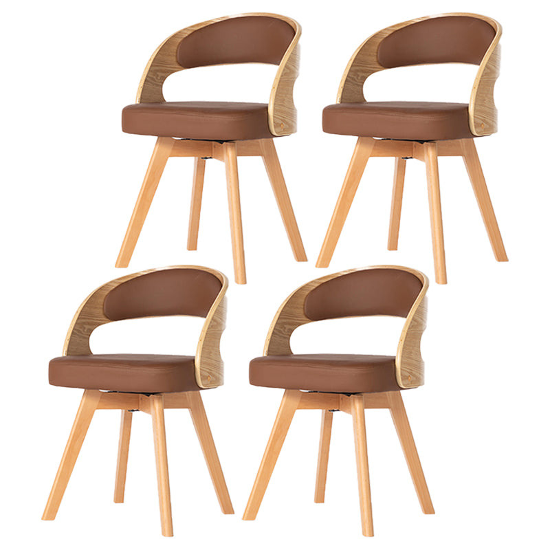 Silla de comedor moderna de madera con cojín de color, respaldo abierto, silla lateral para el hogar
