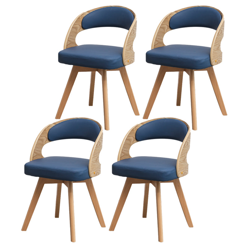 Silla de comedor moderna de madera con cojín de color, respaldo abierto, silla lateral para el hogar