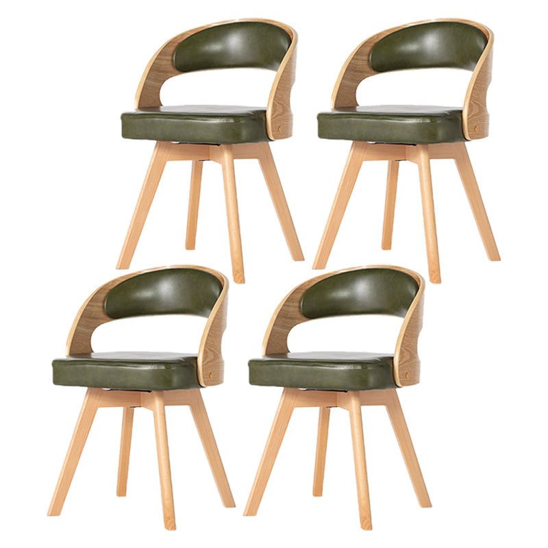 Silla de comedor moderna de madera con cojín de color, respaldo abierto, silla lateral para el hogar