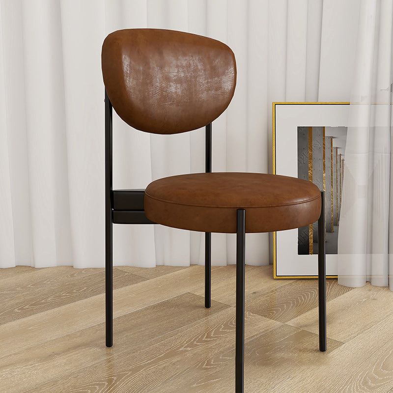 Chaise d'appoint en métal de Style Glam, finition mate, chaise de salle à manger à dossier ouvert pour usage domestique