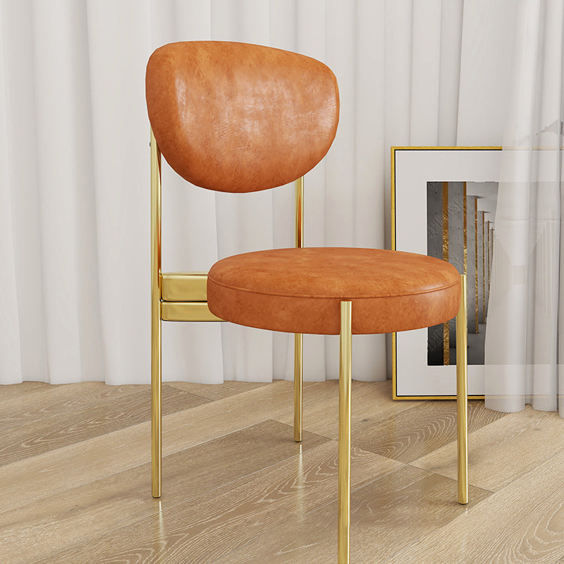 Chaise d'appoint en métal de Style Glam, finition mate, chaise de salle à manger à dossier ouvert pour usage domestique