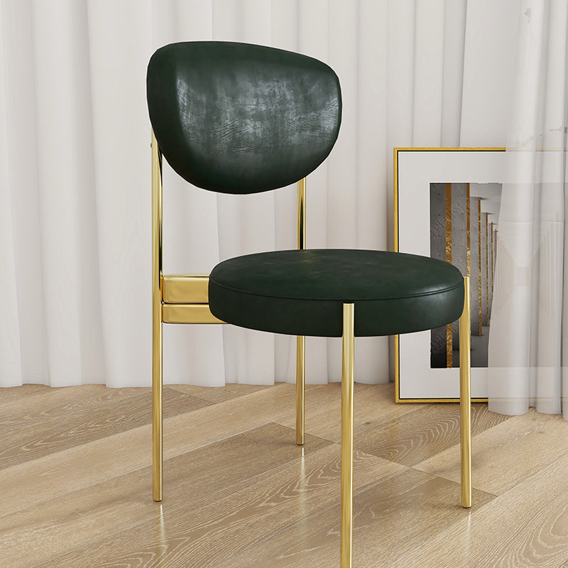 Chaise d'appoint en métal de Style Glam, finition mate, chaise de salle à manger à dossier ouvert pour usage domestique