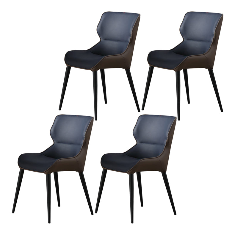 Scandinavian Style Faux Leather Dining Chair Solid Back Chair with 4 Black Finish Legs