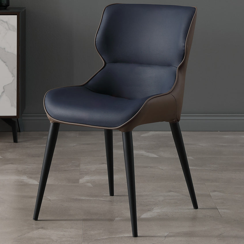 Scandinavian Style Faux Leather Dining Chair Solid Back Chair with 4 Black Finish Legs