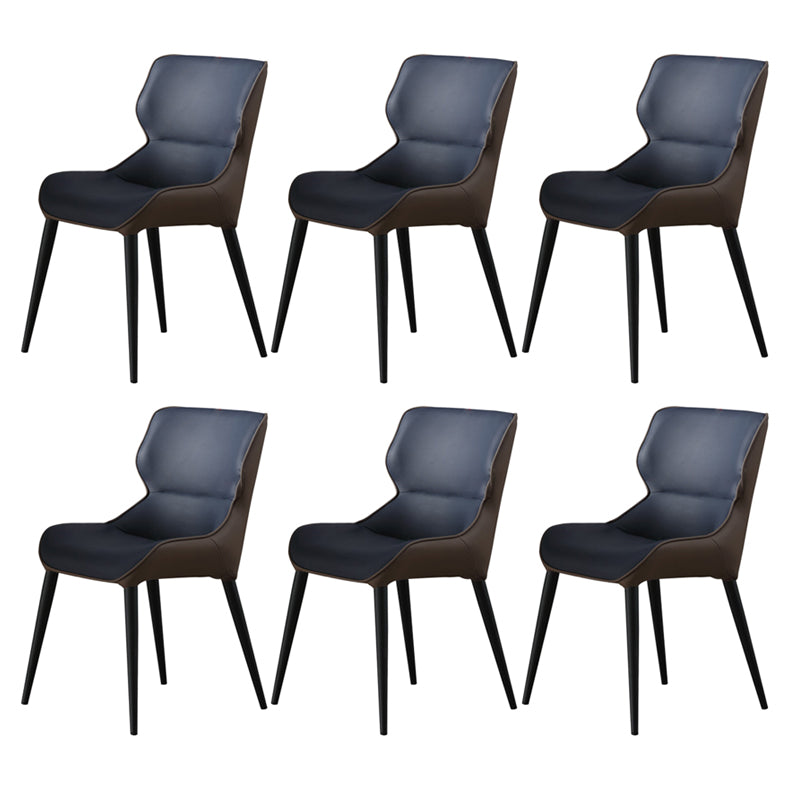 Scandinavian Style Faux Leather Dining Chair Solid Back Chair with 4 Black Finish Legs