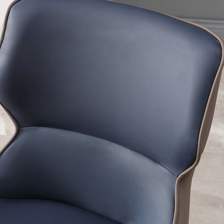 Scandinavian Style Faux Leather Dining Chair Solid Back Chair with 4 Black Finish Legs