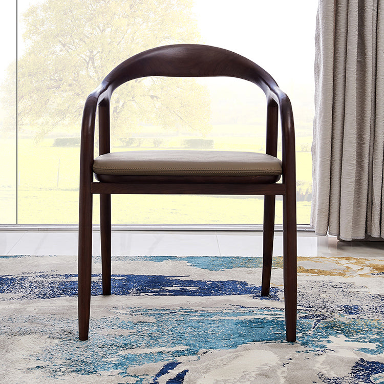 Silla de comedor minimalista con respaldo de apertura de cocina de madera maciza