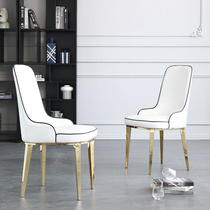 Chaises de salle à manger scandinaves avec 4 jambes en métal chaise sans bras en cuir en cuir pour la maison