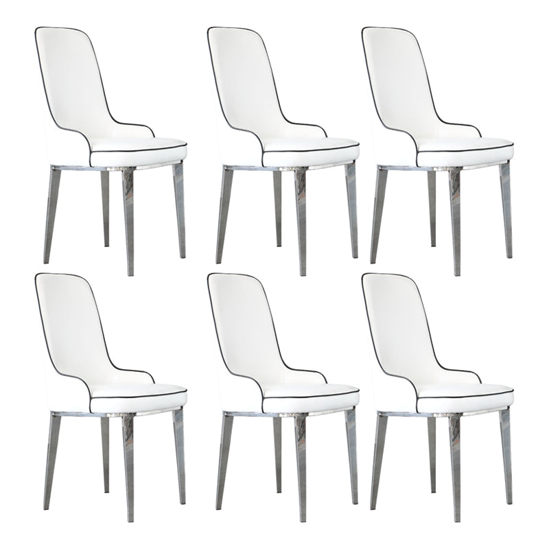 Chaises de salle à manger scandinaves avec 4 jambes en métal chaise sans bras en cuir en cuir pour la maison