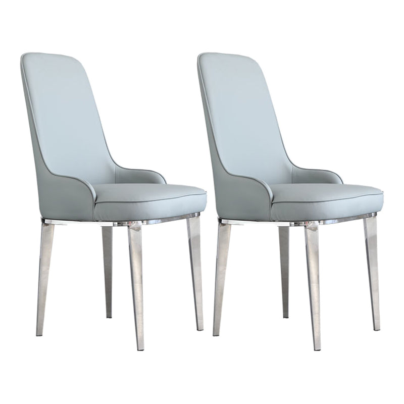 Chaises de salle à manger scandinaves avec 4 jambes en métal chaise sans bras en cuir en cuir pour la maison
