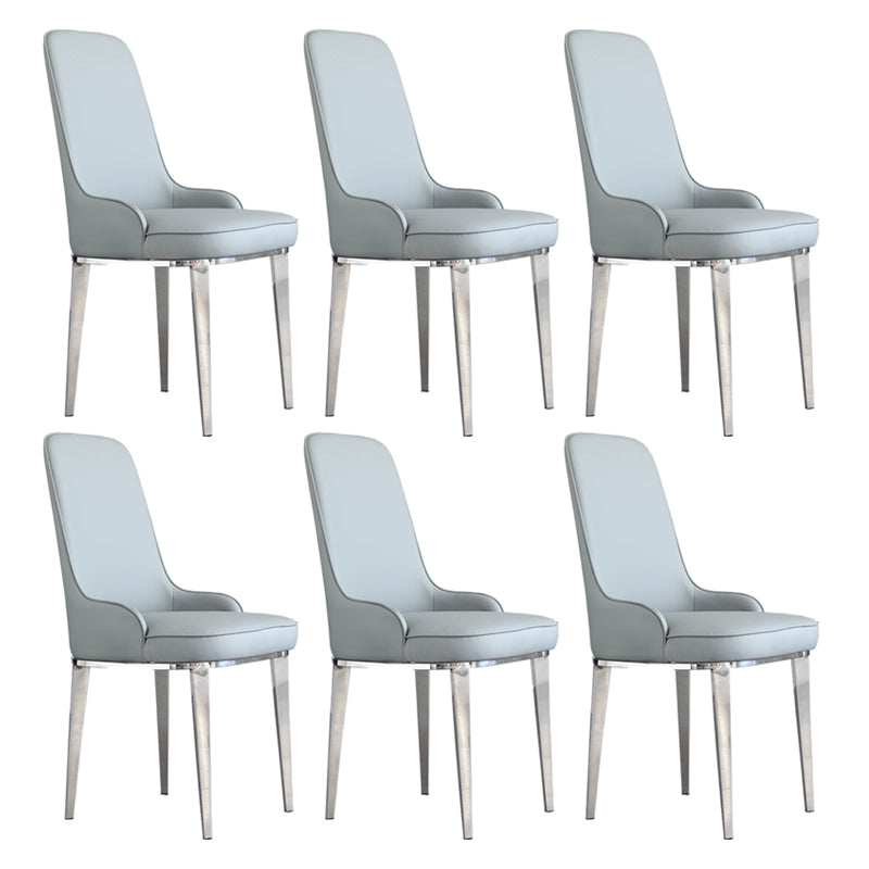 Chaises de salle à manger scandinaves avec 4 jambes en métal chaise sans bras en cuir en cuir pour la maison