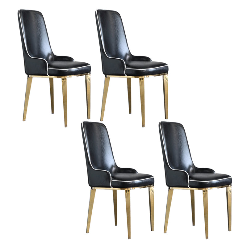 Chaises de salle à manger scandinaves avec 4 jambes en métal chaise sans bras en cuir en cuir pour la maison