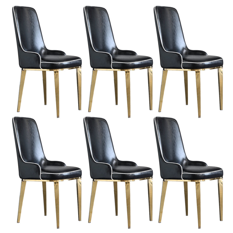 Chaises de salle à manger scandinaves avec 4 jambes en métal chaise sans bras en cuir en cuir pour la maison