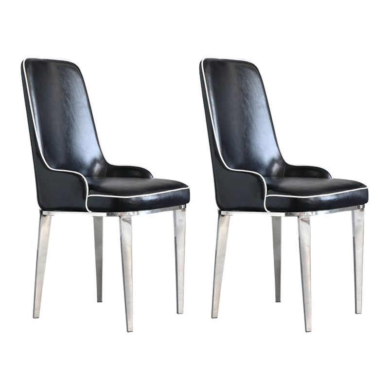 Chaises de salle à manger scandinaves avec 4 jambes en métal chaise sans bras en cuir en cuir pour la maison