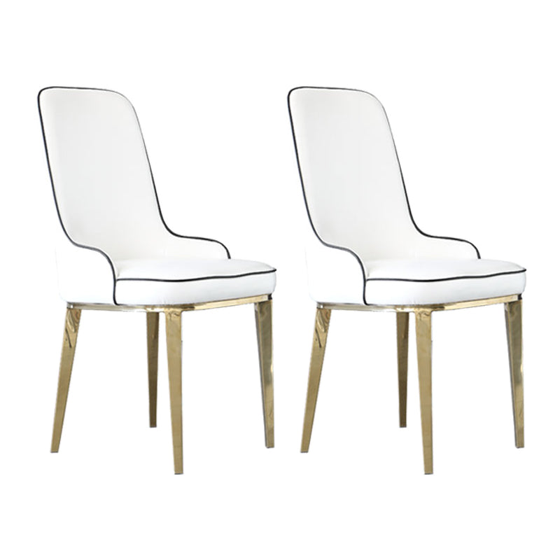 Chaises de salle à manger scandinaves avec 4 jambes en métal chaise sans bras en cuir en cuir pour la maison