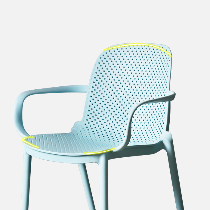 Sillón de comedor de plástico de estilo moderno Silla de comedor apilable multicolora
