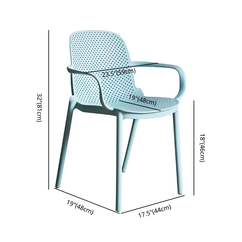 Sillón de comedor de plástico de estilo moderno Silla de comedor apilable multicolora