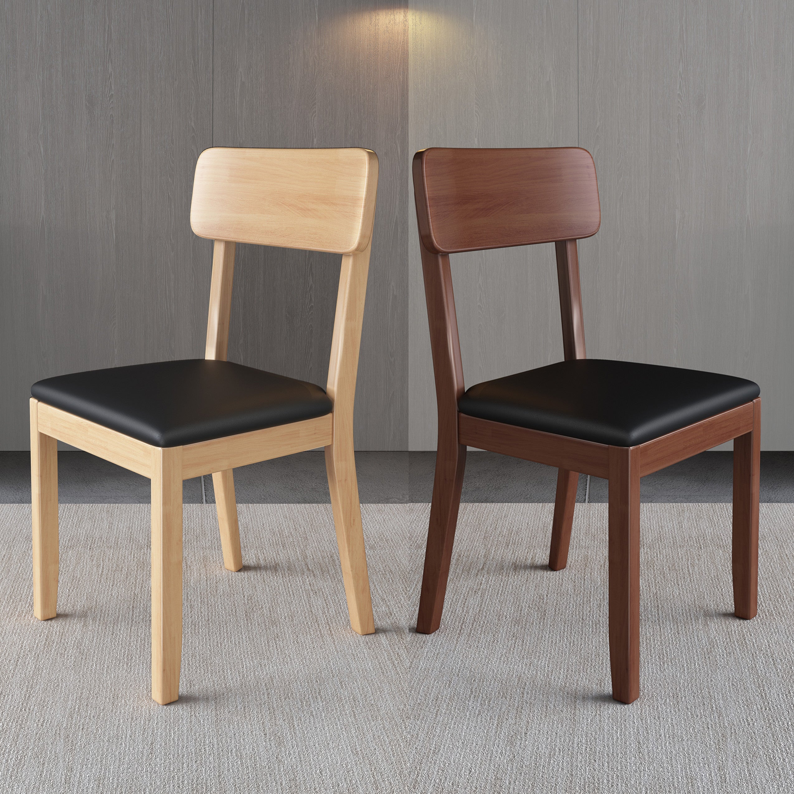Chaise de salle à manger carrée de cuisine moderne, chaise sans bras latérale à dossier ouvert