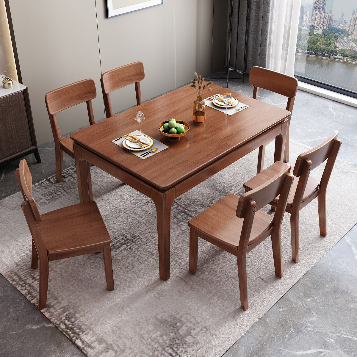 Chaise de salle à manger carrée de cuisine moderne, chaise sans bras latérale à dossier ouvert