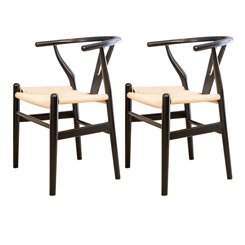 Chaise d'appoint de cuisine contemporaine en bois avec coussin de couleur, fauteuil de salle à manger Wishbone