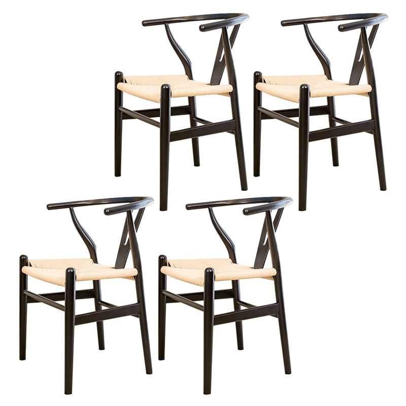 Silla auxiliar de cocina contemporánea de madera con cojín de color, sillón de comedor Wishbone