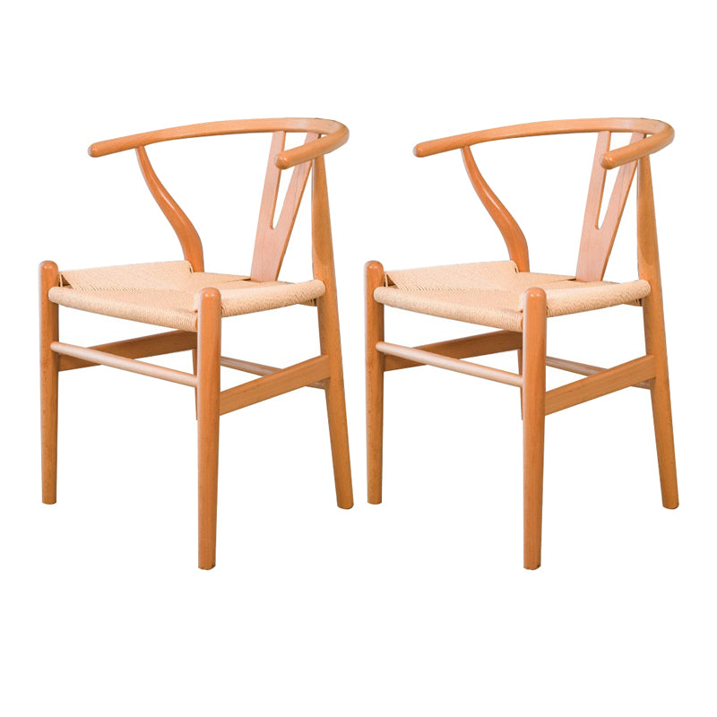 Chaise d'appoint de cuisine contemporaine en bois avec coussin de couleur, fauteuil de salle à manger Wishbone