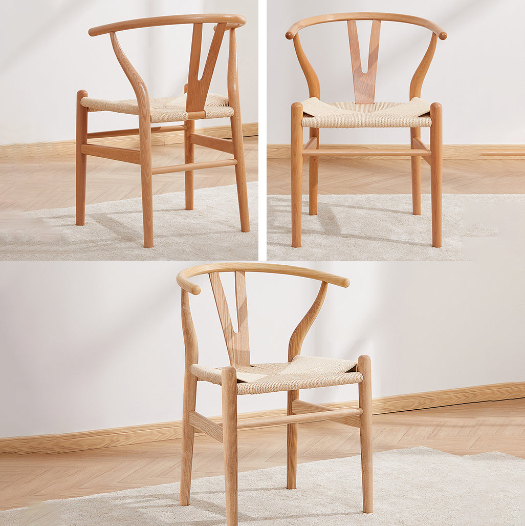 Silla auxiliar de cocina contemporánea de madera con cojín de color, sillón de comedor Wishbone